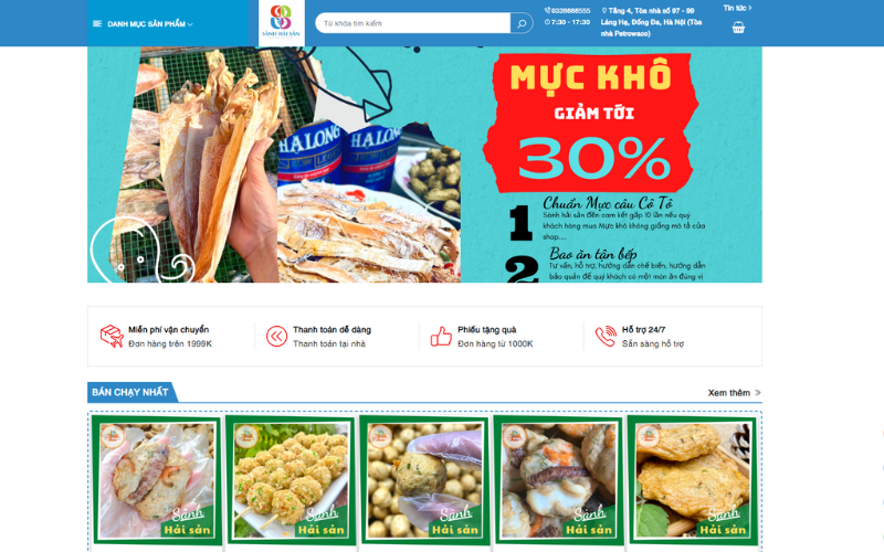 Mẫu thiết kế website thủy hải sản